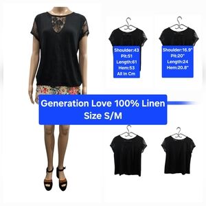 Generation Love 100% Linen Lace Blend T-shirt Size S/M